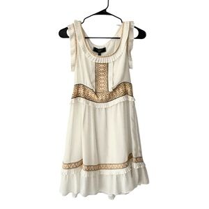 NWT- Max Studio London White Dress with Gold Accents